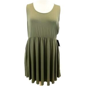 NEW West Kei Plus Size 2X Sleeveless Dress Olive Green Stretchy USA Made Pockets
